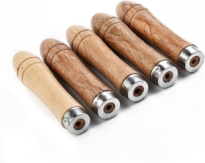 Wooden File Handle Replacement 5 Pack with Metal Collar for 4 to 6 Inch Files 9cm Length - Image 4
